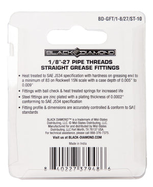 1/8"-27 Pipe Threads Straight Grease Fittings