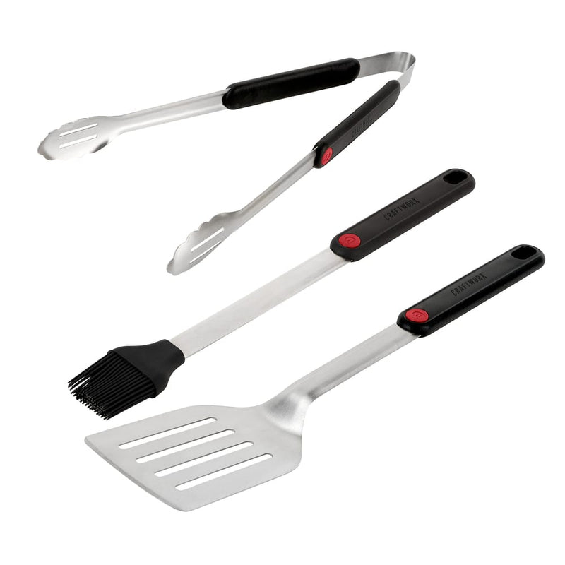 Craftworx™ Deluxe 3-Piece Tool Set with Spatula, Basting Brush & Tongs