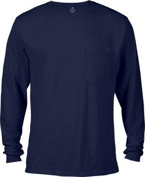 Men's Long Sleeve Crew Neck Pocket Tee - Athletic Navy - Front