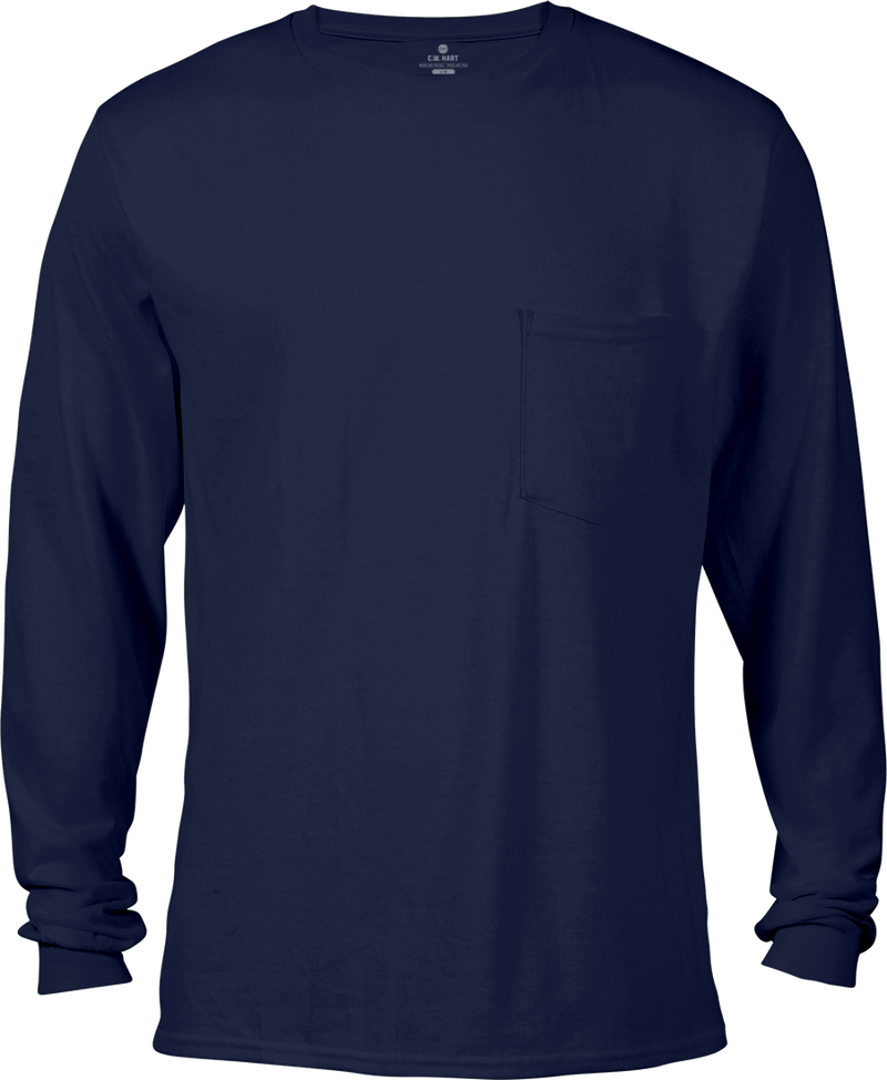 Men's Long Sleeve Crew Neck Pocket Tee - Athletic Navy - Front