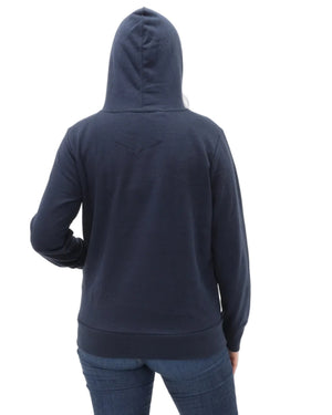 Women's Pullover Fleece Hoodie - Navy - Back