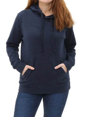 Women's Pullover Fleece Hoodie - Navy - Front