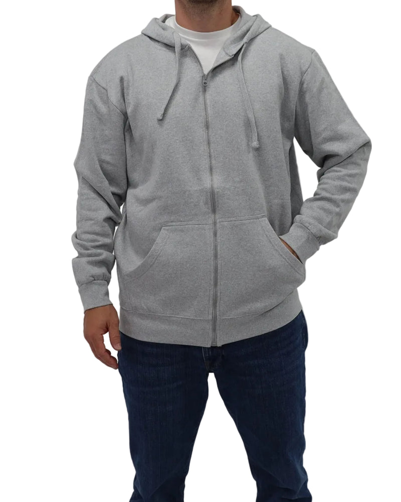 Men's Full-Zip Fleece Hoodie - Light Grey Heather - Front