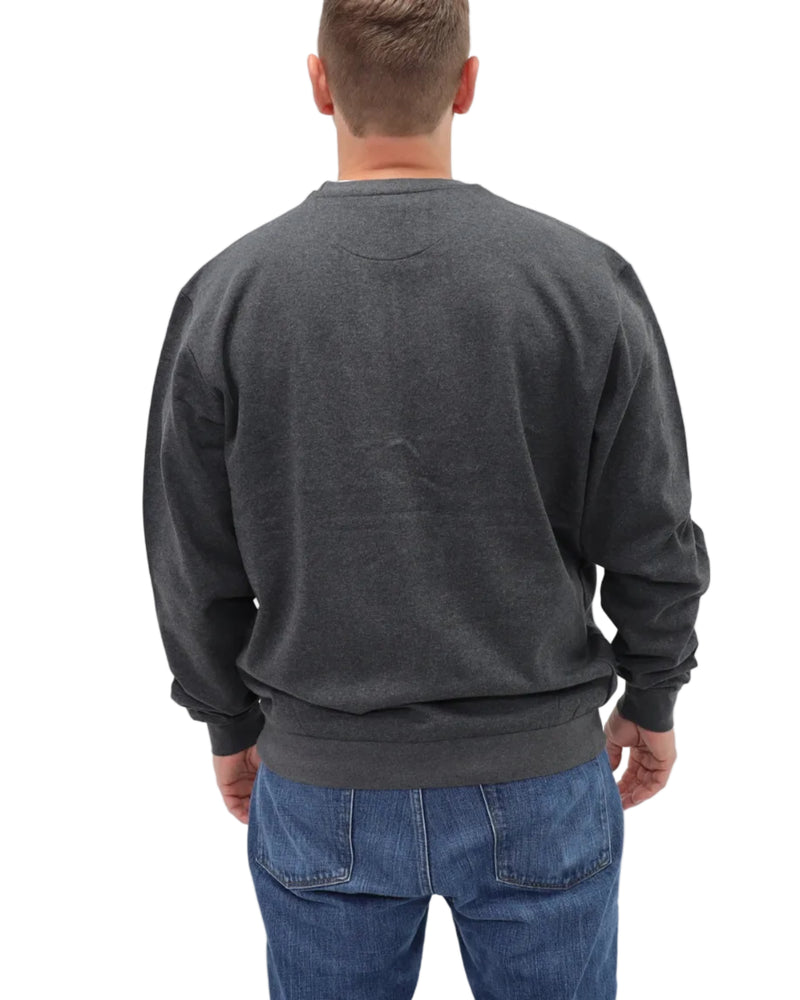 Men's Crew Neck Fleece Sweatshirt - Charcoal Heather - Back