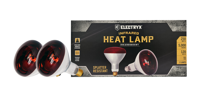 250W Splatter Resistant Infrared Heat Lamp (Red R40) 2-Pack