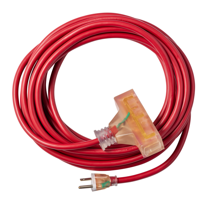 25 FT Medium Duty 14-Gauge Indoor/Outdoor Extension Cord with Triple Outlet