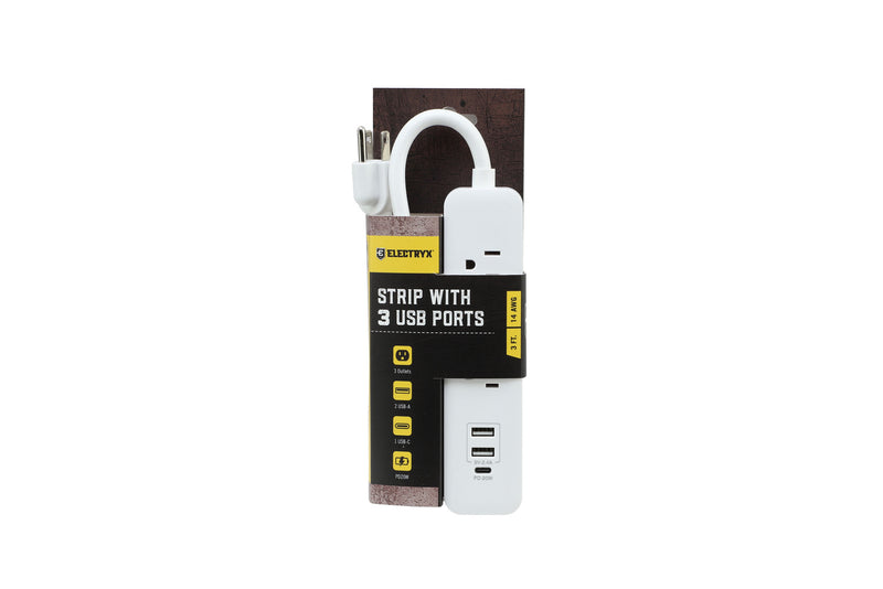 3-Outlets Fast Charging Power Strip