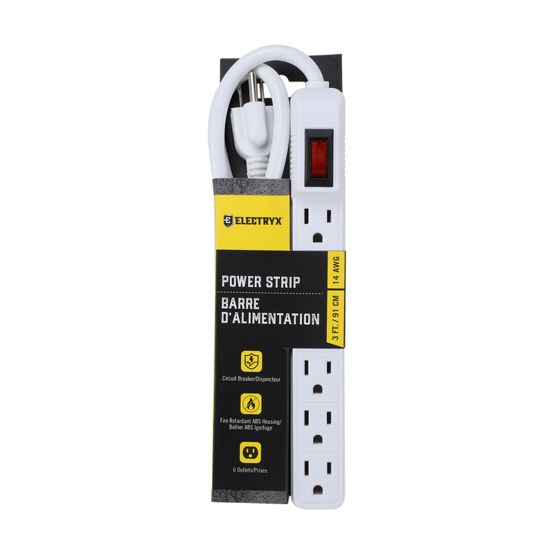 3 FT. 6-Outlets Power Strip with Cord