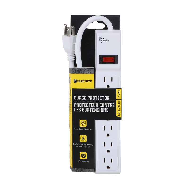 1.5 FT. 6-Outlets Surge Protector Strip with Cord