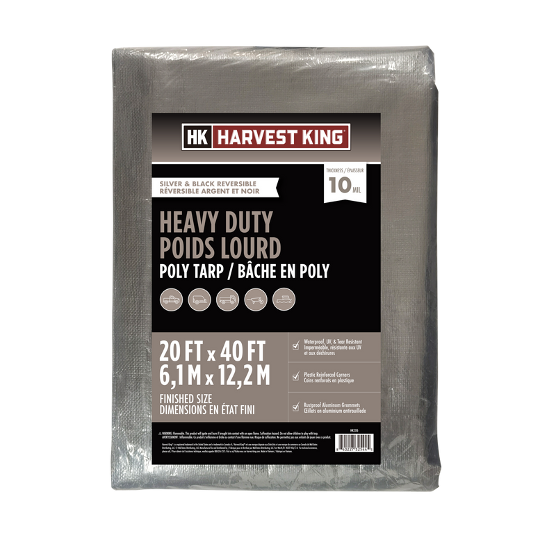 20 FT x 40 FT Silver/Black Reversible Heavy Duty Poly Tarp