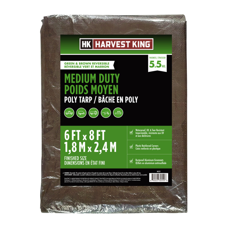 6 FT x 8 FT Brown/Green Reversible Medium Duty Poly Tarp