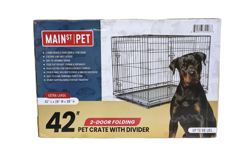Main St. Pet™ 48" 2-Door Folding Pet Crate with Divider