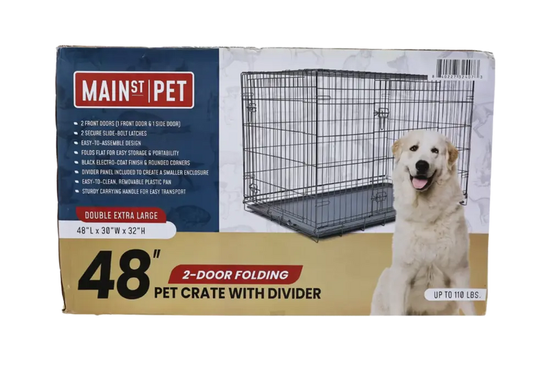 Main St. Pet™ 48" 2-Door Folding Pet Crate with Divider
