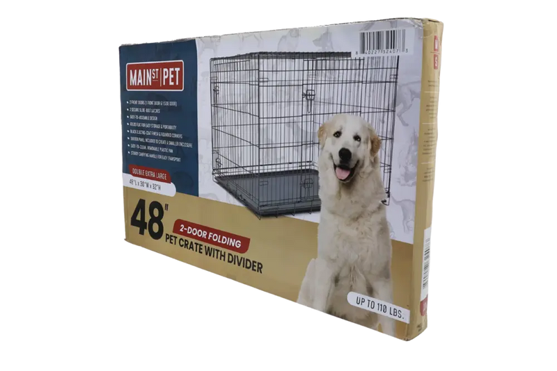 Main St. Pet™ 48" 2-Door Folding Pet Crate with Divider