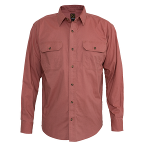 Noble_SP22_MensTops_11049 LS Weathered Work Shirt 123-Clay - Front