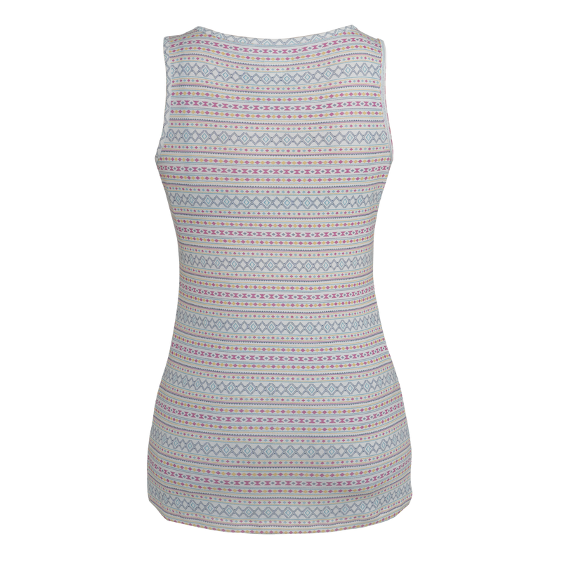 Noble_SP22_WomensTops_20526 Tug-Free Tank 472-Aztec Multi Stripe - Back