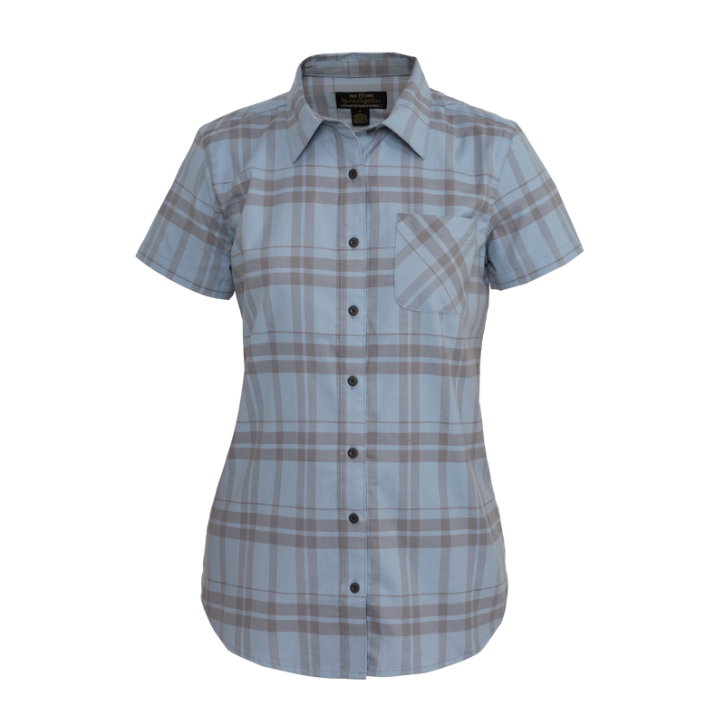 Noble_SP22_WomensTops_22003 Everyday SS Shirt 094-Faded Blue Stripe - Front