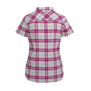Noble_SP22_WomensTops_22003 Everyday SS Shirt 449-Fuchsia Plaid - Back