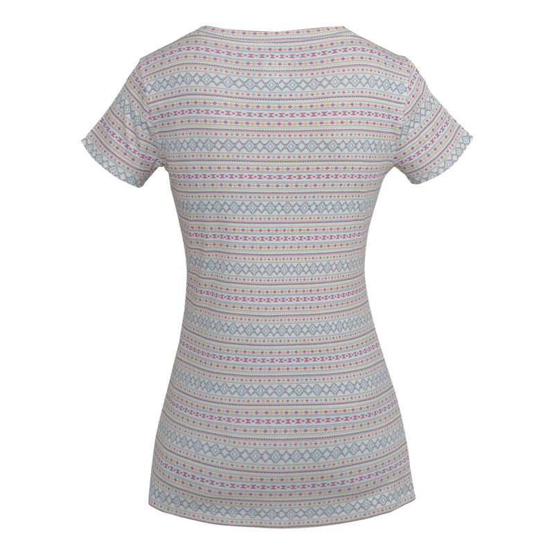 Noble_SP22_WomensTops_22528 Tug-Free Tee 472-Aztec Multi Stripe - Back