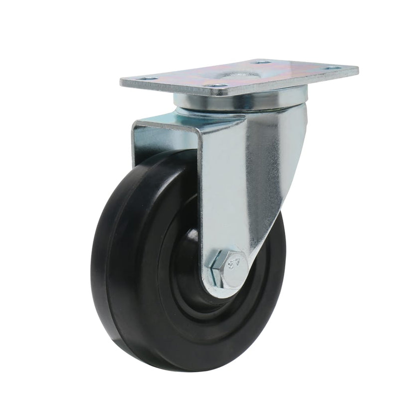 Precision Casters + Wheels™ 4" Rubber Swivel Plate Caster
