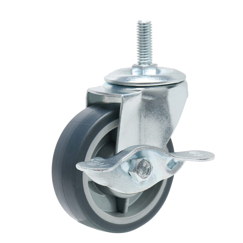 Precision Casters + Wheels™ 2" Thermoplastic Rubber Swivel Threaded Stem Caster with Brake