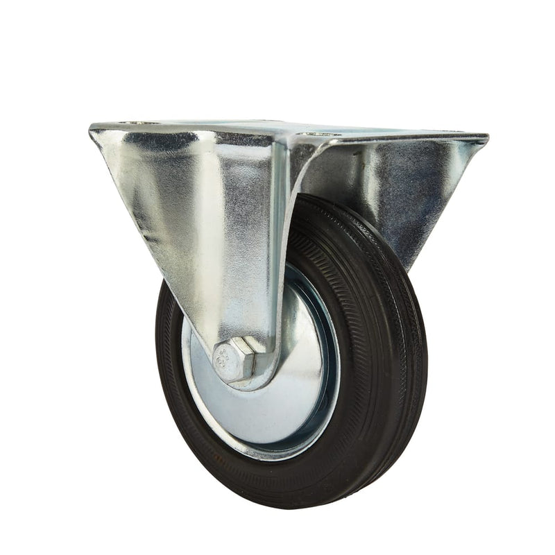 Precision Casters + Wheels™ 4" Rigid Plate Rubber Caster