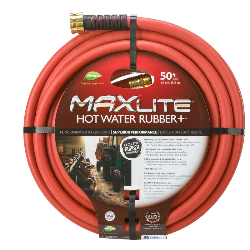 Garden Hose,5/8"x50',Rbr,Hot H2O