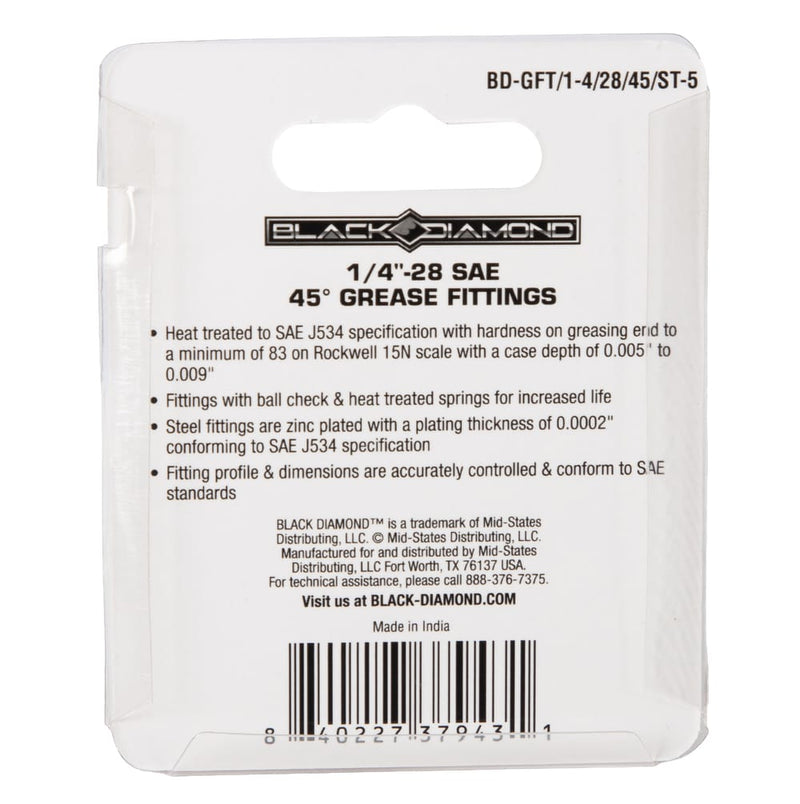1/4"-28 SAE 45° Grease Fittings