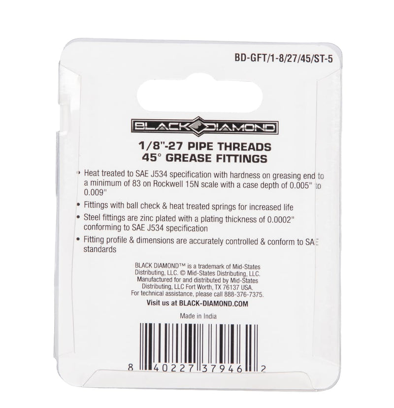 1/8"-27 Pipe Threads 45° Grease Fittings
