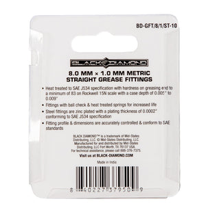 8.0 MM x 1.0 MM Metric Straight Grease Fittings