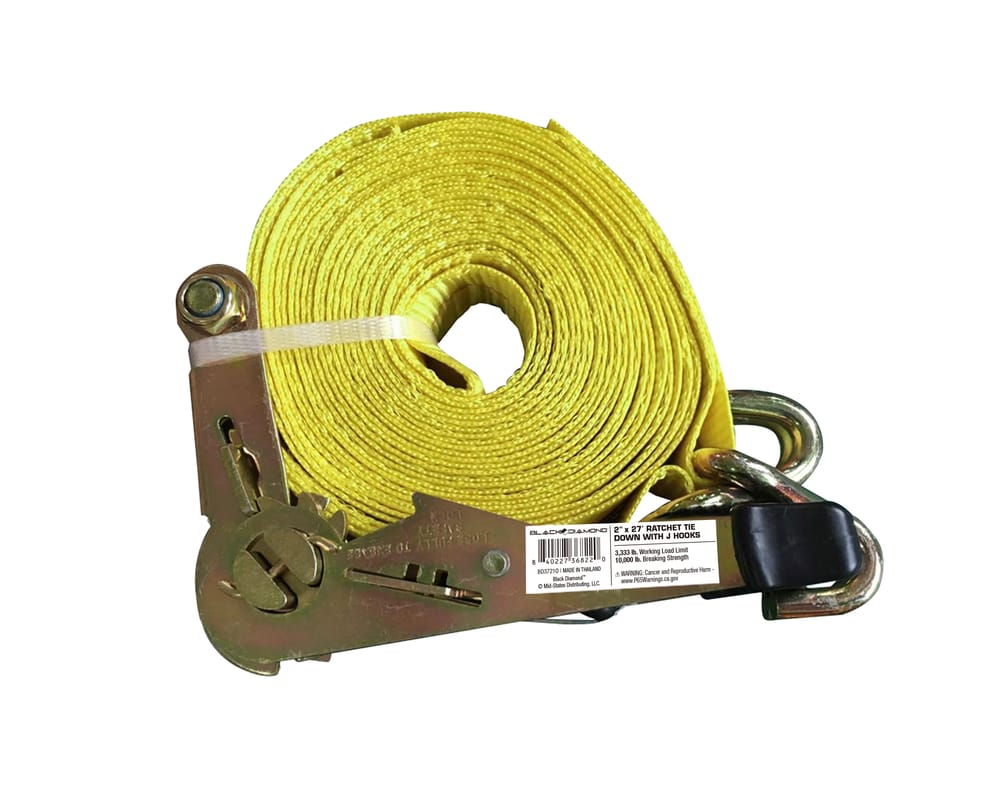 Black Diamond™ 2" x 27' Ratchet Tie Down with J Hooks