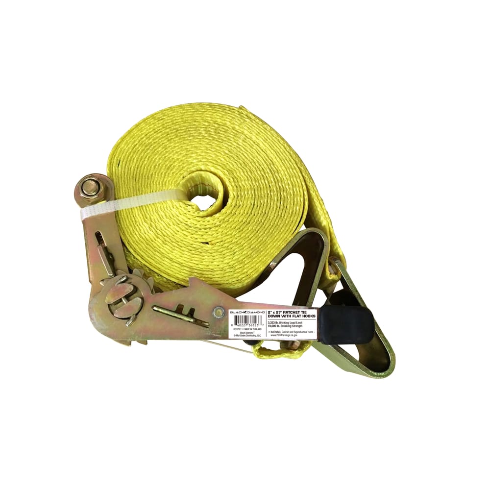 Black Diamond™ 2" x 27' Ratchet Tie Down with Flat Hooks