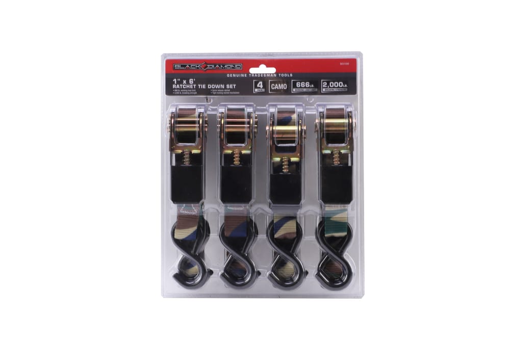 Black Diamond™ 1" x 6' Ratchet Tie Down Set (4 Pack)
