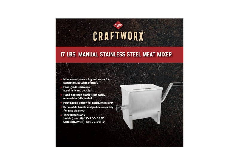 Craftworx™ 17 LBS. Manual Stainless Steel Meat Mixer