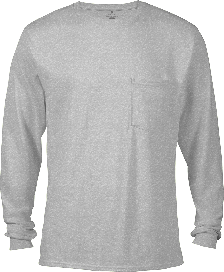 Men's Long Sleeve Crew Neck Pocket Tee - Athletic Heather - Front