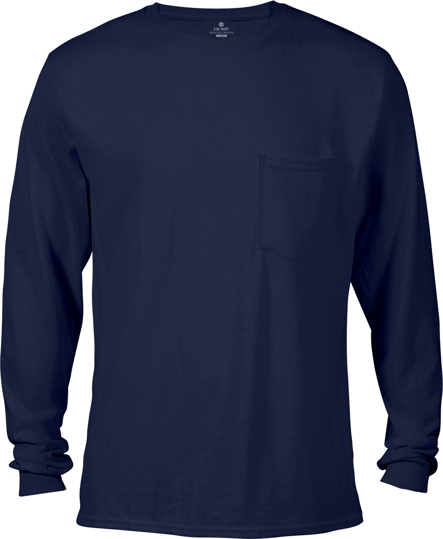 Men's Long Sleeve Crew Neck Pocket Tee - Athletic Navy - Front