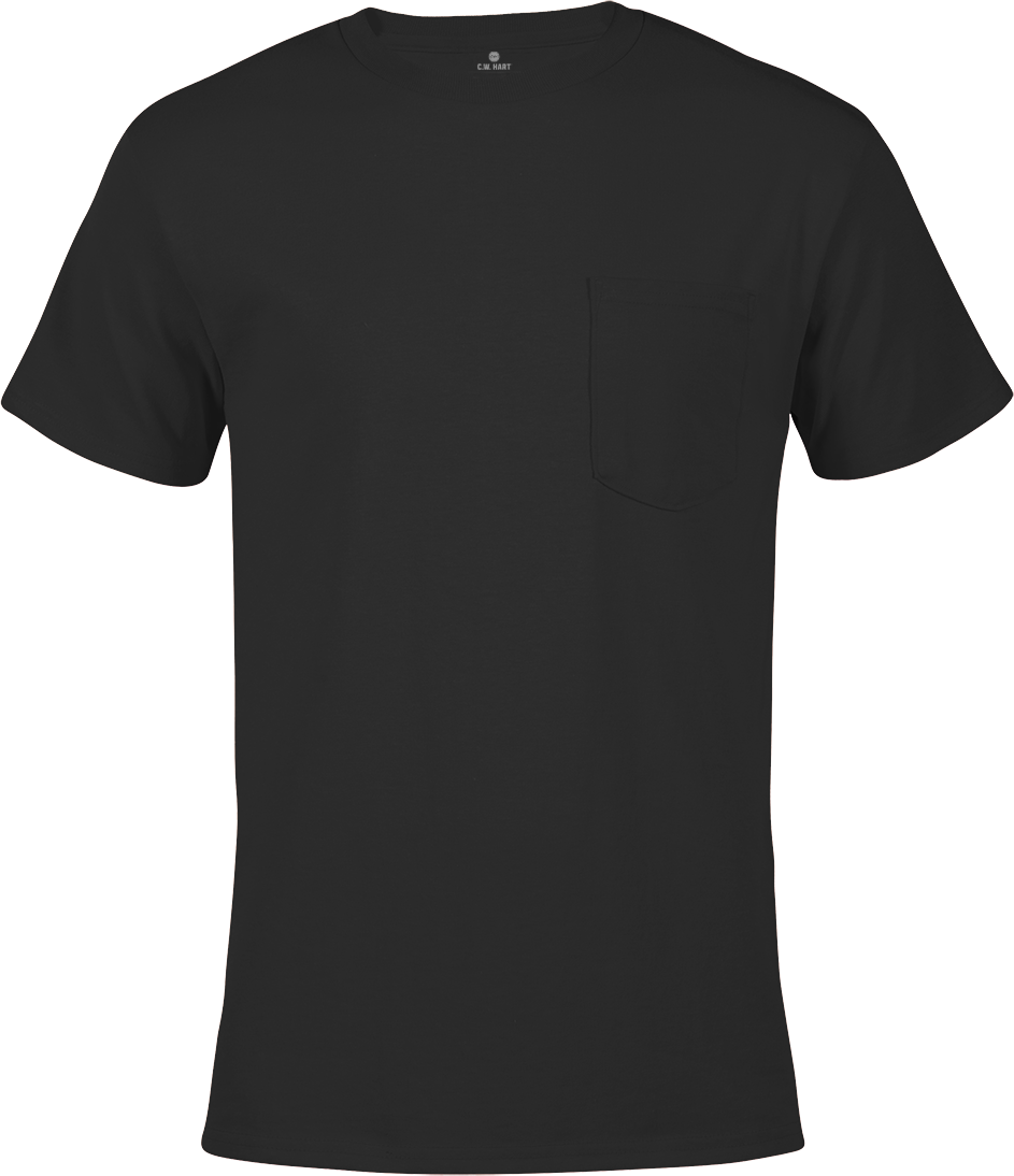 Men's Short Sleeve Crew Neck Pocket Tee - Black - Front