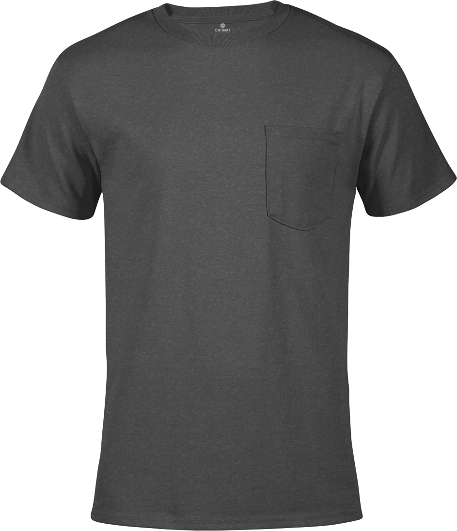 Men's Short Sleeve Crew Neck Pocket Tee - Charcoal Heather - Front