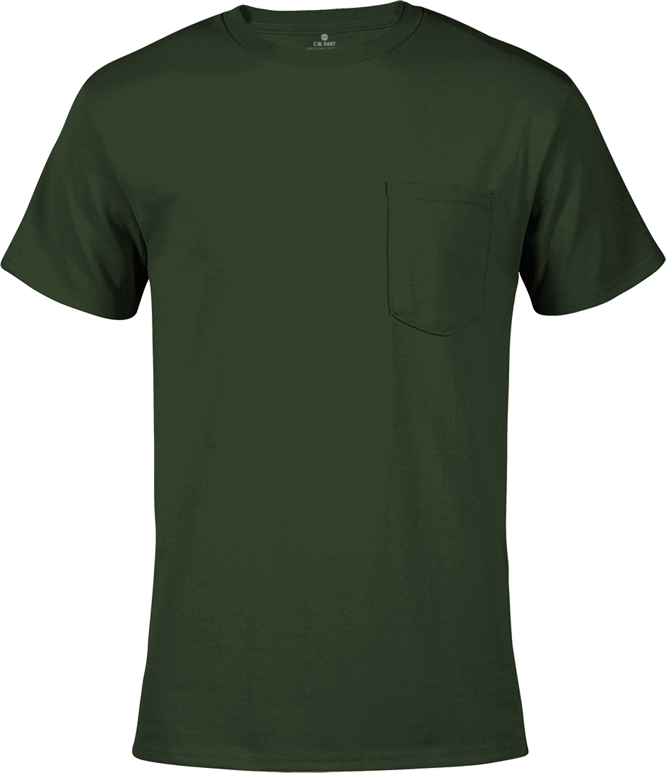 Men's Short Sleeve Crew Neck Pocket Tee - Forest - Front