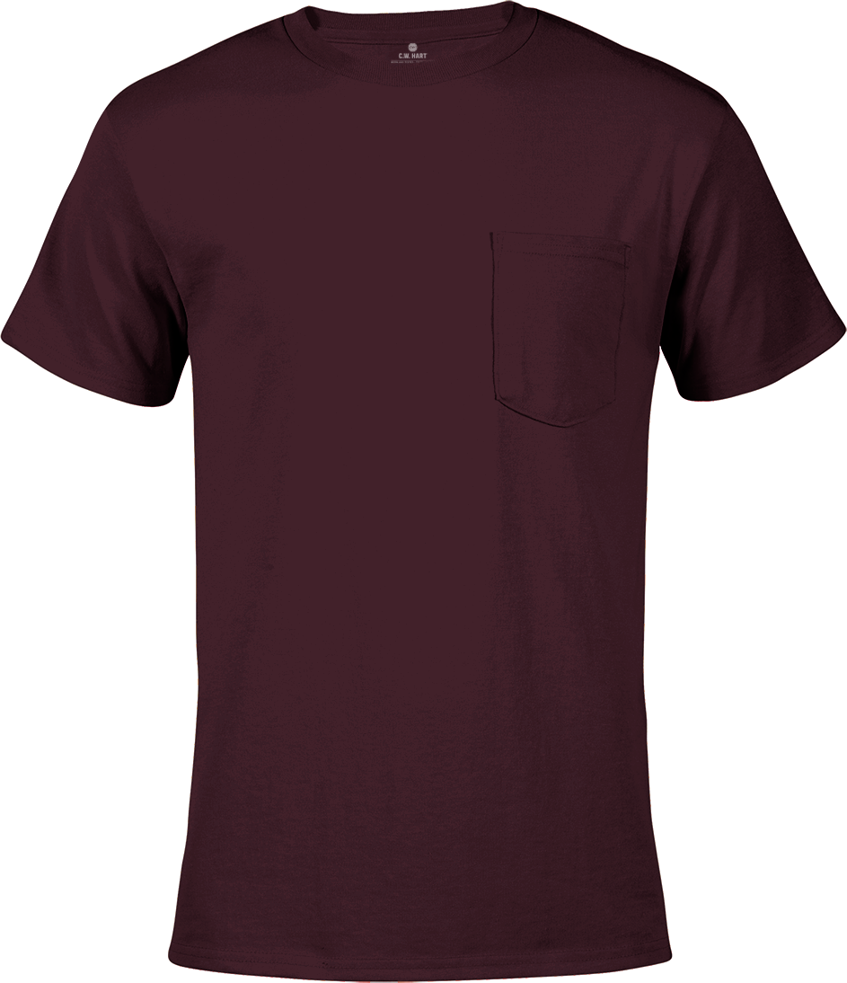 Men's Short Sleeve Crew Neck Pocket Tee - Maroon - Front