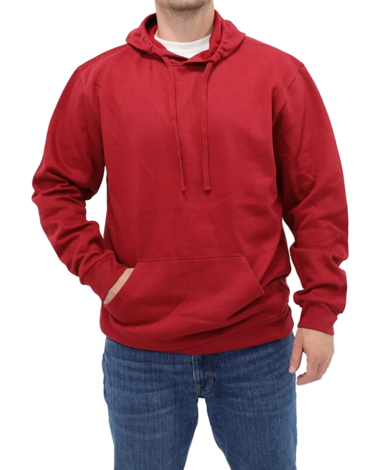Men's Pullover Fleece Hoodie - Cardinal Red - Front