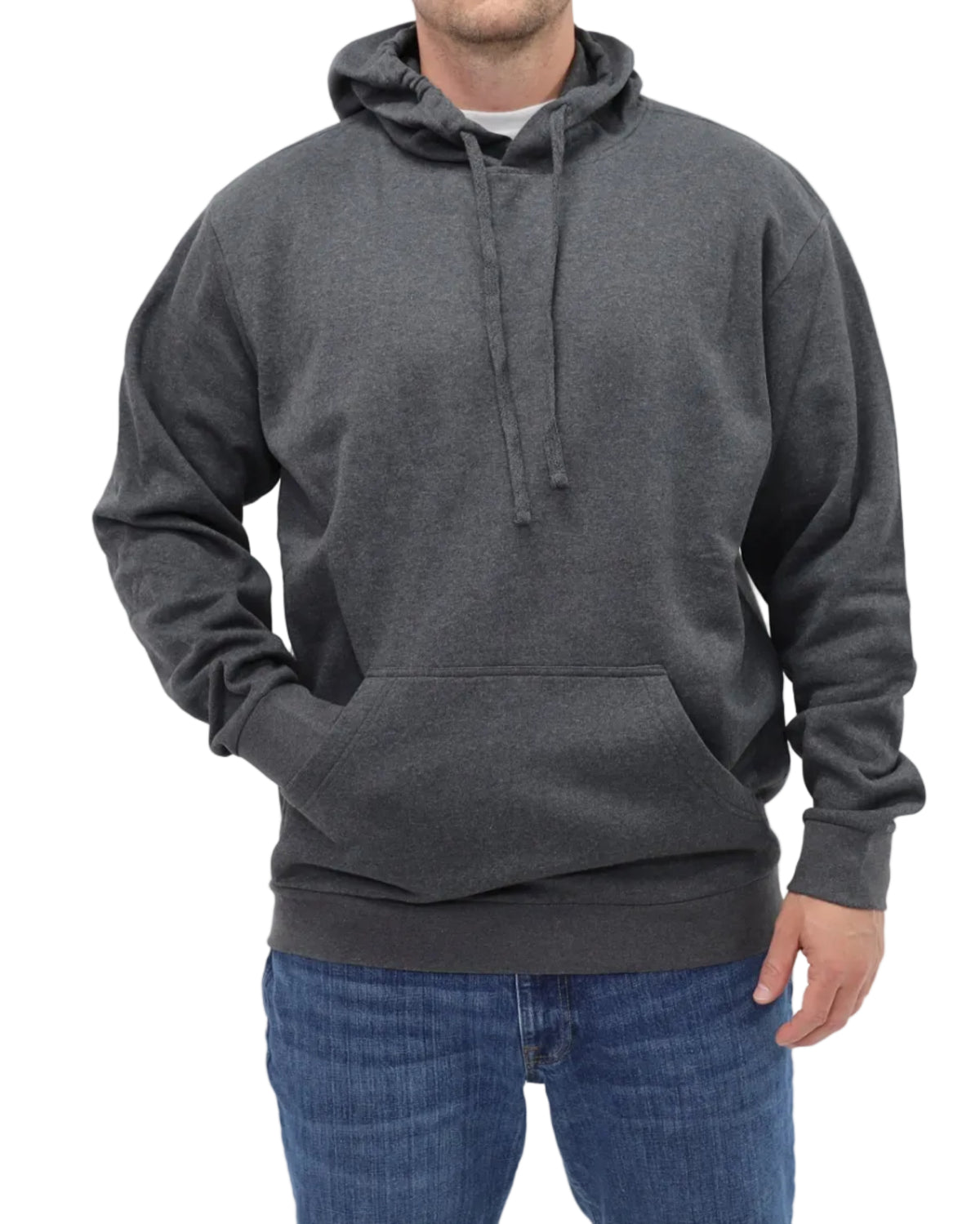 Men's Pullover Fleece Hoodie - Charcoal Heather - Front