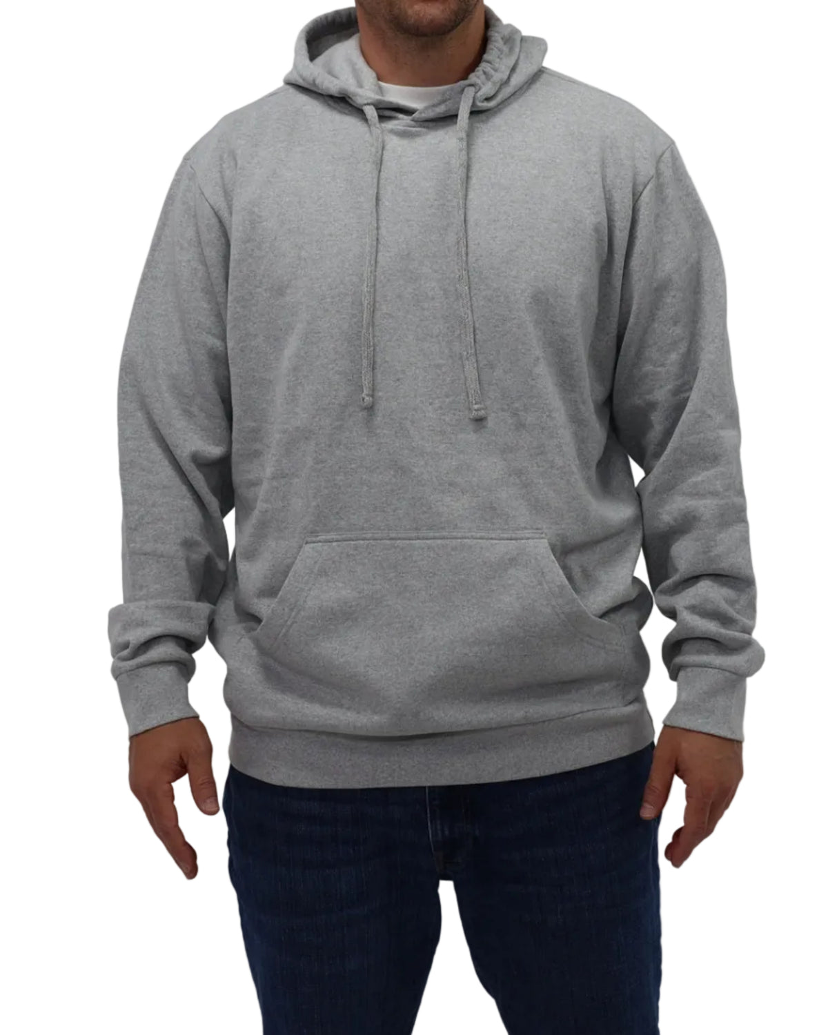 Men's Pullover Fleece Hoodie - Light Grey Heather - Front