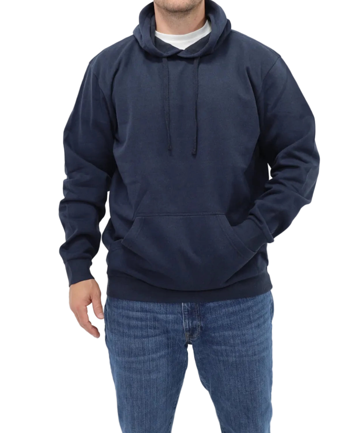 Men's Pullover Fleece Hoodie - Navy - Front