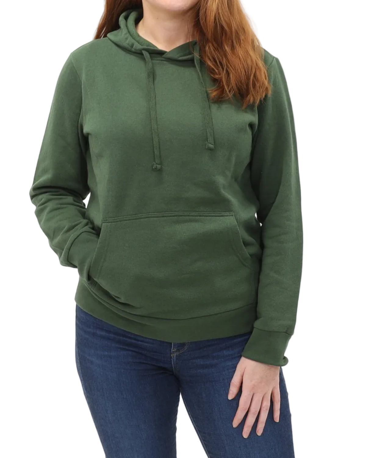 Women's Pullover Fleece Hoodie - Army Green - Front