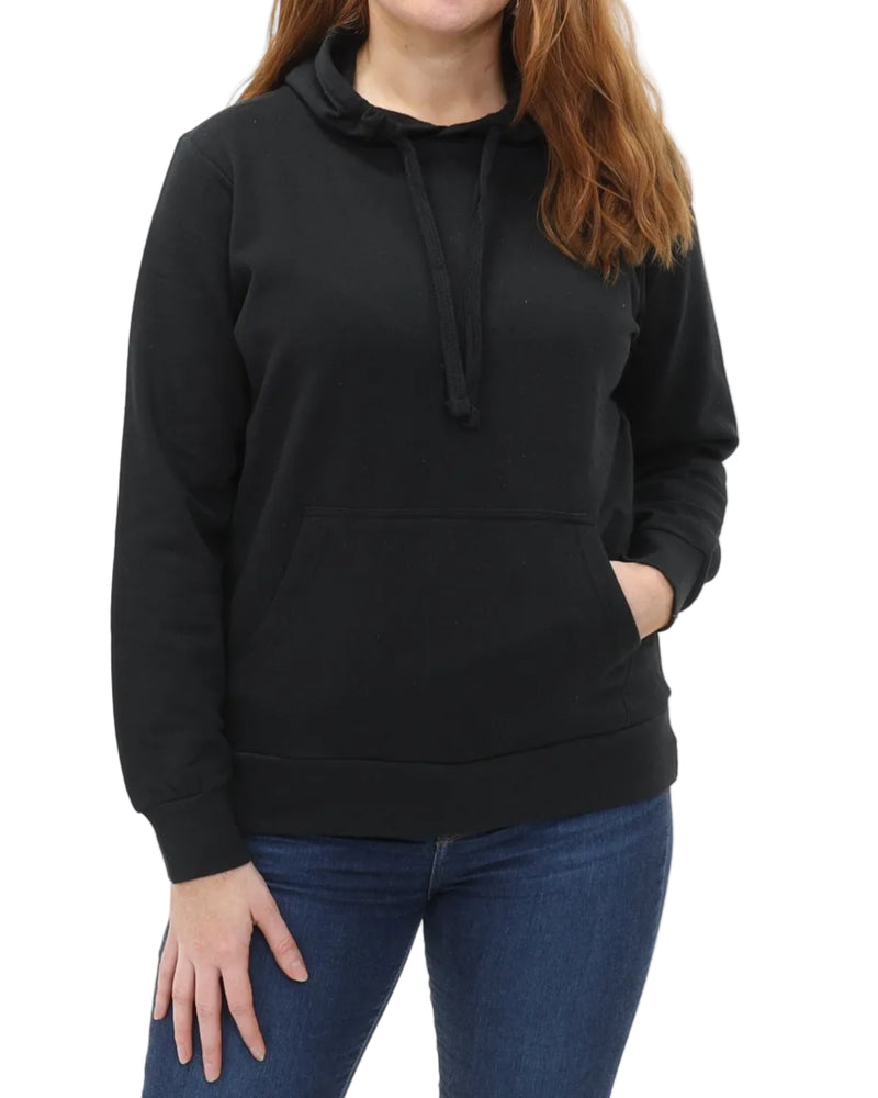 Women's Pullover Fleece Hoodie - Black - Front