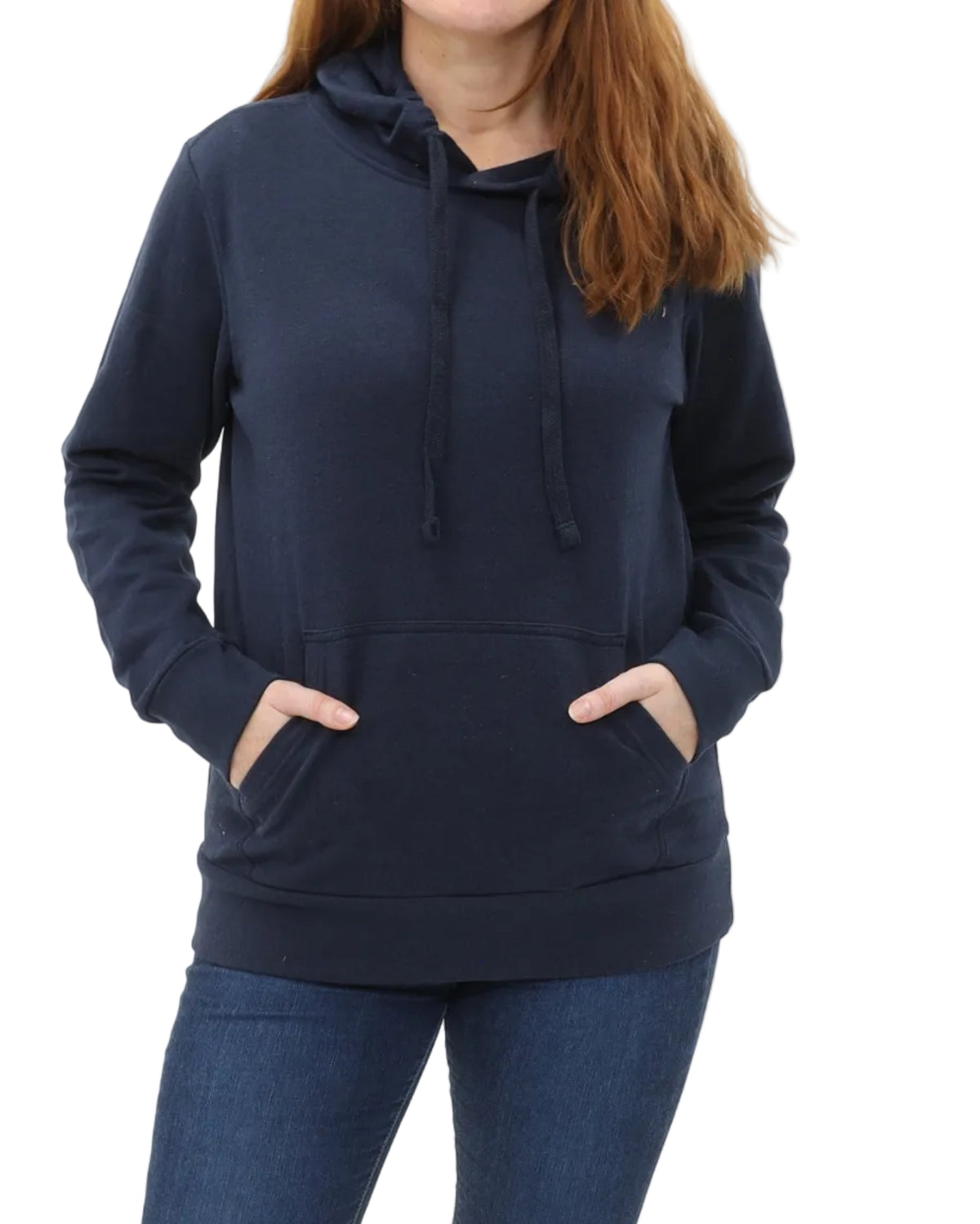 Women's Pullover Fleece Hoodie - Navy - Front