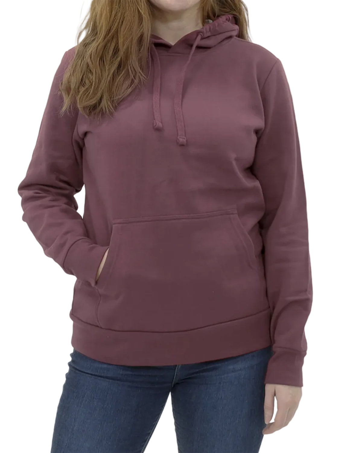 Women's Pullover Fleece Hoodie - Plum - Front