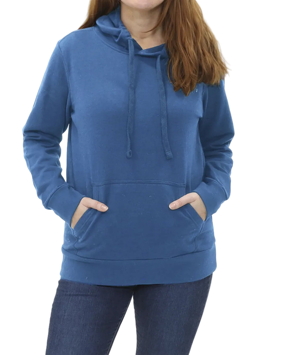 Women's Pullover Fleece Hoodie - Wedgewood Blue - Front