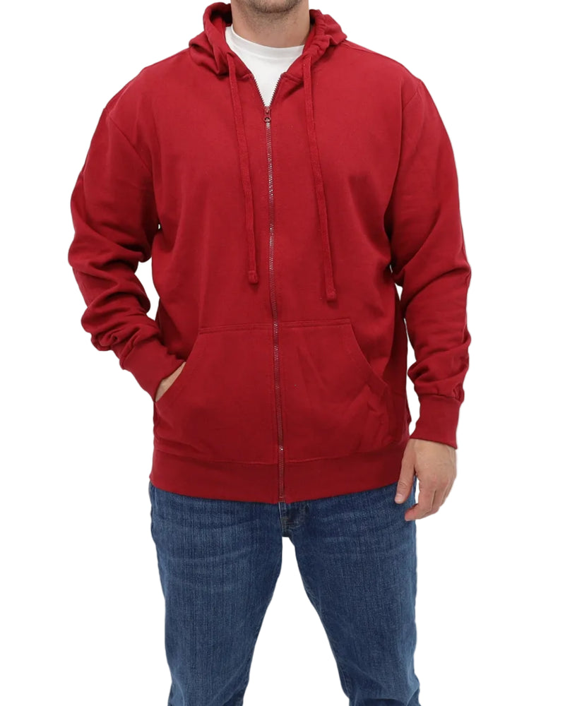Men's Full-Zip Fleece Hoodie - Cardinal Red - Front